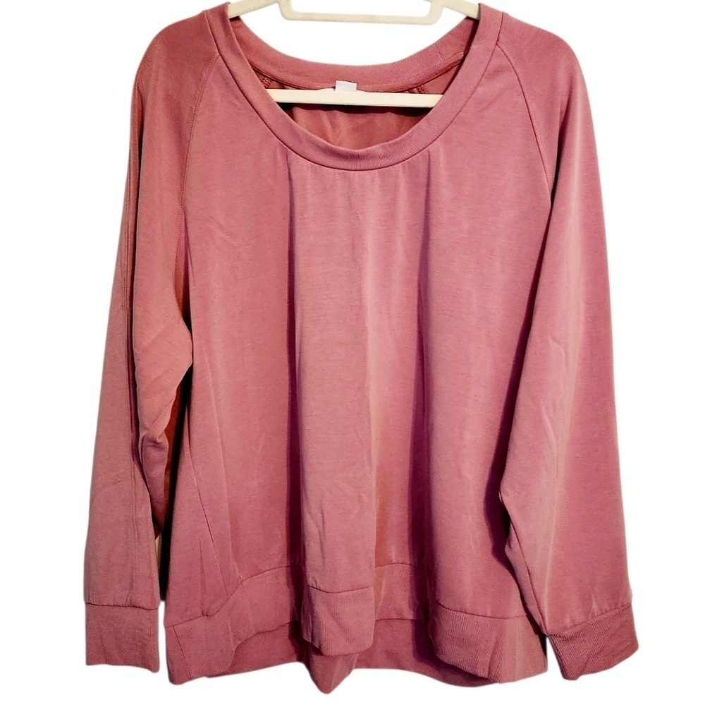 Athleta | Women's Pink Seasoft Scoopneck Oversized Pullover Sweatshirt (Size 2X)